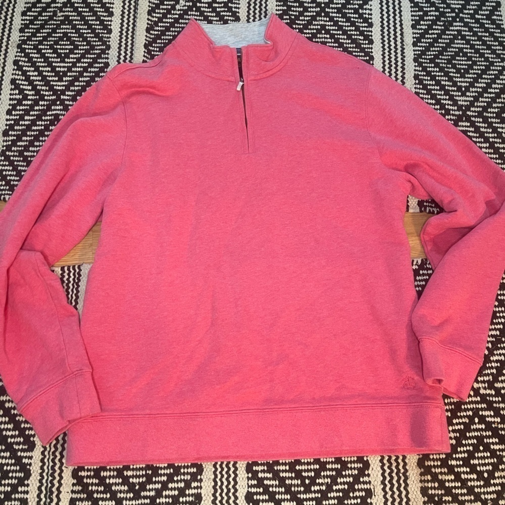 Brooks Brothers Pink and Gray Quarter-Zip Pullover